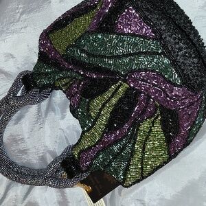 From India To You Beaded Purple, Green, Black Evening Handbag Bnwt Rt Ts